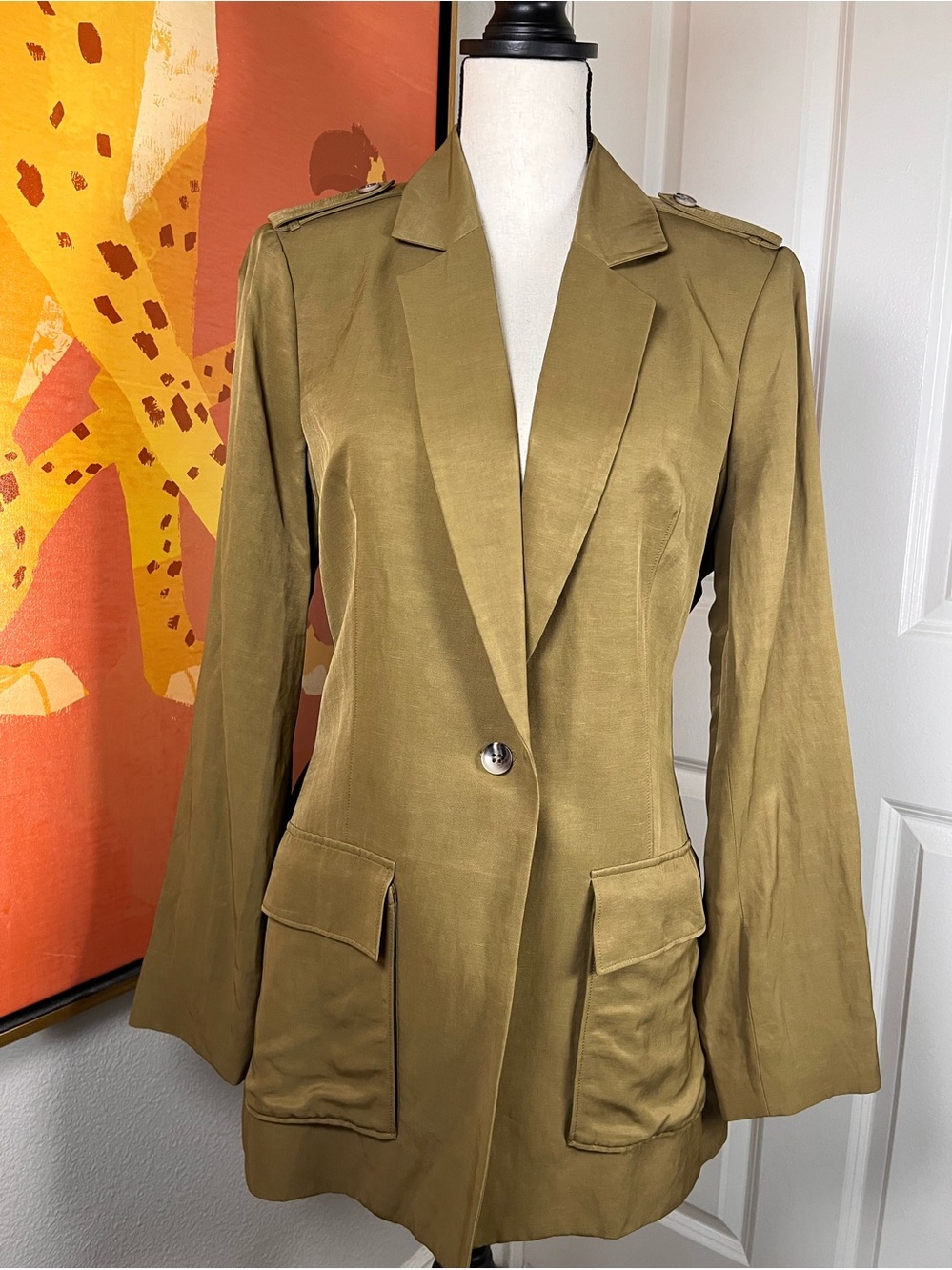 Express Women’s Olive Green Utility Blazer Jacket Large NEW